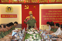 Bộ trưởng Tô Lâm làm việc với Công an thành phố Móng Cái, tỉnh Quảng Ninh