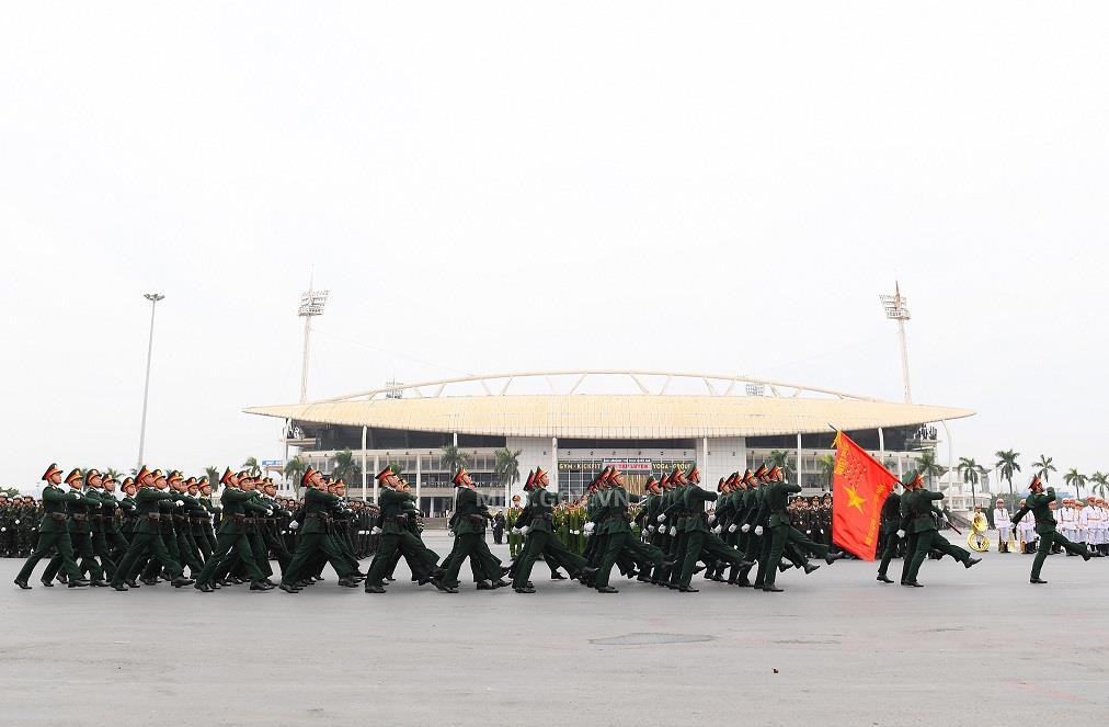 Bộ Tư lệnh Thủ đô Hà Nội tham gia duyệt đội ngũ tại Lễ xuất quân, diễn tập.