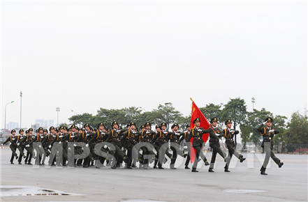 Khối An ninh tham gia duyệt đội ngũ tại Lễ xuất quân, diễn tập.