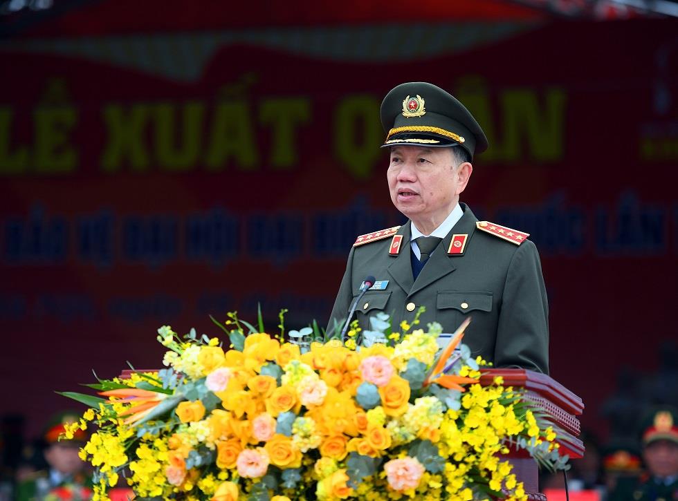 Bộ trưởng Tô Lâm phát lệnh xuất quân và diễn tập phương án bảo vệ Đại hội XIII của Đảng.