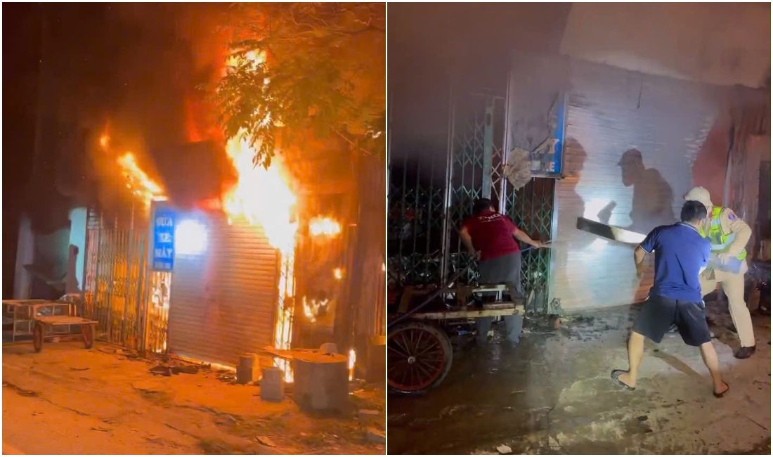 Cảnh sát giao thông Nghệ An kịp thời phá cửa, cứu 11 người trong vụ cháy nhà lúc rạng sáng