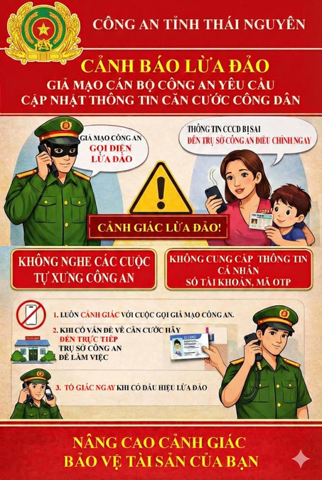 Cảnh báo lừa đảo giả mạo cán bộ Công an yêu cầu cập nhật thông tin Căn cước công dân nhằm mục đích lừa đảo, chiếm đoạt tài sản
