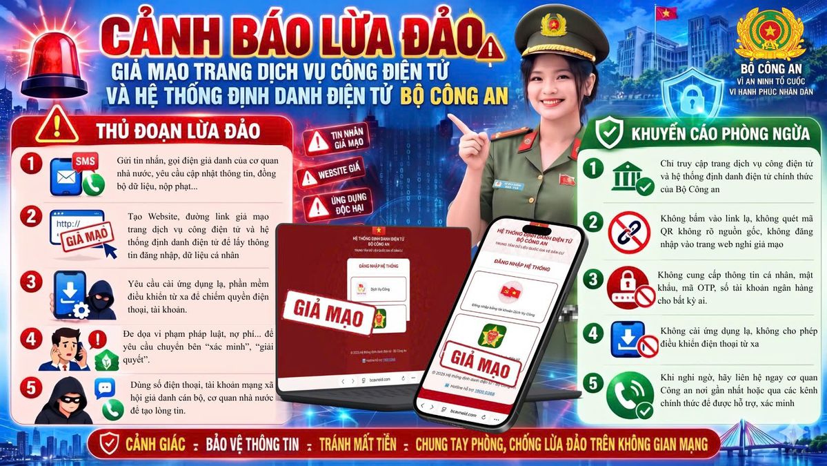 Cảnh báo giả mạo Hệ thống định danh điện tử Bộ Công an để lừa đảo