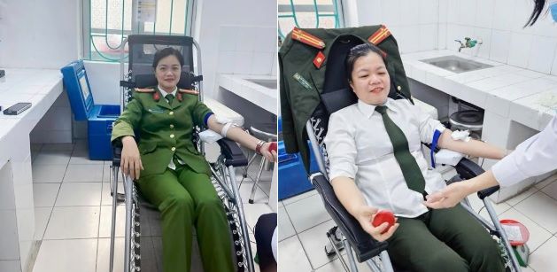 Cao Bằng: 02 nữ cán bộ, chiến sĩ Công an phường Nùng Trí Cao hiến máu giúp người bệnh qua cơn nguy kịch