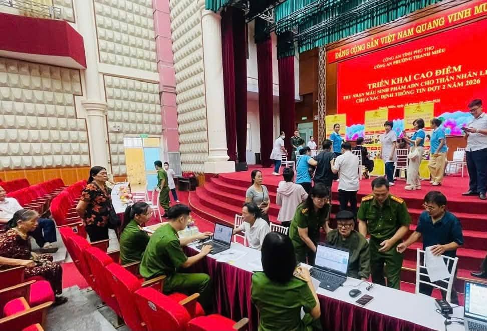 Công an tỉnh Phú Thọ triển khai thu nhận mẫu ADN thân nhân liệt sĩ đợt 2 năm 2026