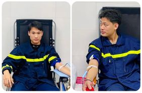 Chiến sĩ Cảnh sát phòng cháy, Công an tỉnh Thanh Hóa kịp thời hiến máu cứu người bệnh qua cơn nguy kịch