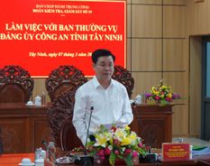 Đoàn kiểm tra, giám sát số 19 của Bộ Chính trị làm việc với Ban Thường vụ Đảng ủy Công an tỉnh Tây Ninh