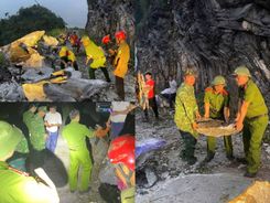 Tuyên Quang: Công an xã Cán Tỷ huy động lực lượng thông tuyến đường liên xã bị ách tắc do đá lăn
