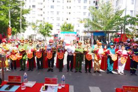 Công an Khánh Hòa diễn tập phương án chữa cháy, cứu nạn cứu hộ tại Chung cư Phú Thịnh năm 2026