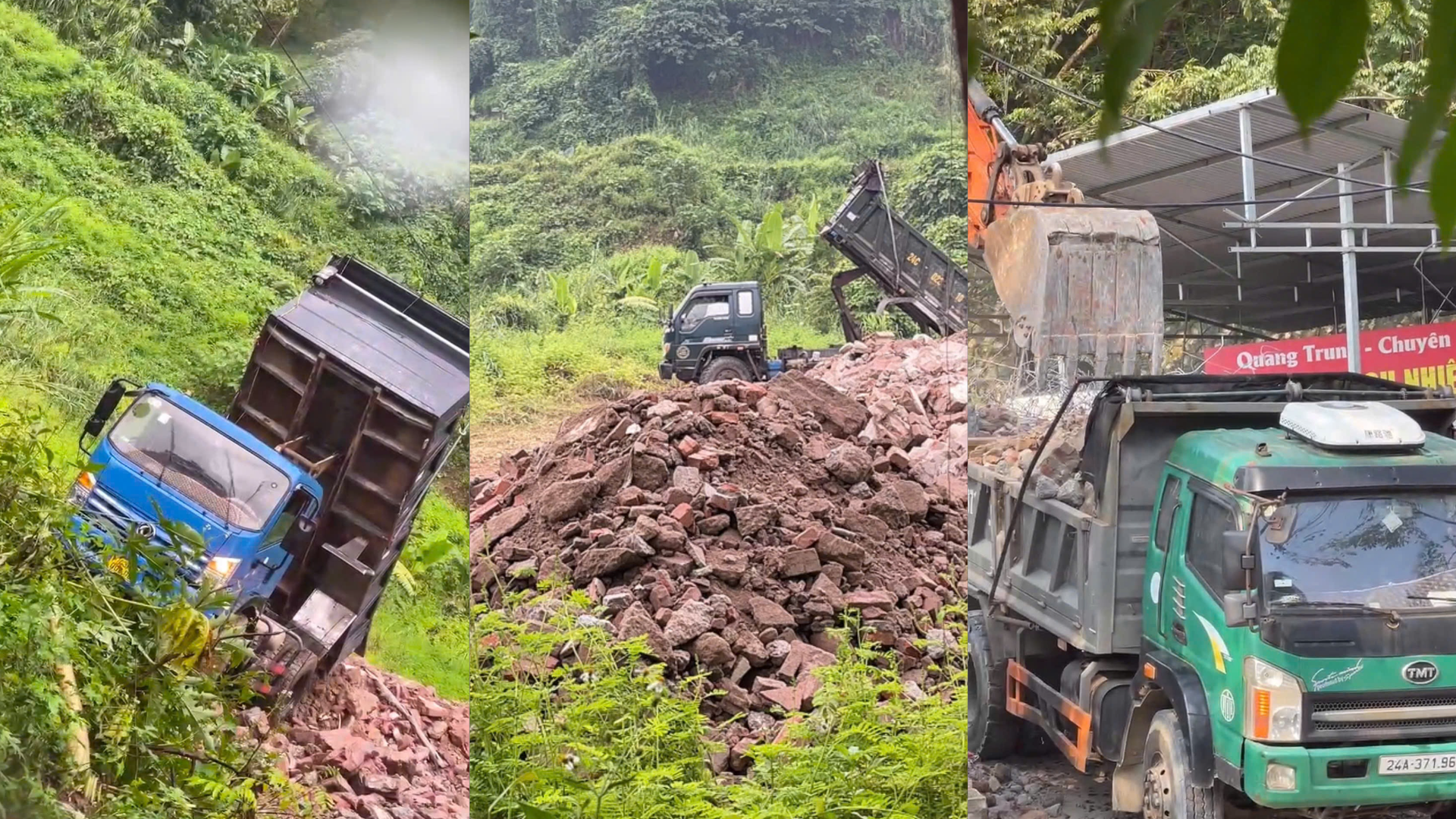 Ảnh 2. Hình ảnh các phương tiện đổ thải theo chỉ đạo của Trần Xuân Nghiêm được lực lượng chức năng ghi nhận.png