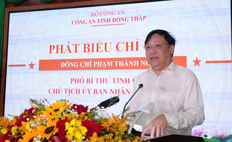 Đồng chí Phạm Thành Ngại, Phó Bí thư Tỉnh ủy, Chủ tịch UBND tỉnh Đồng Tháp phát biểu tại Hội nghị. Ảnh Trọng Tín.jpg
