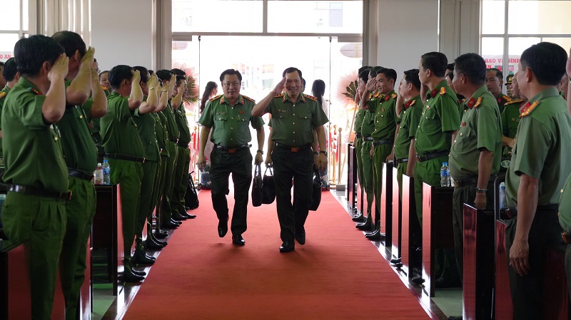 Thượng tướng Lê Văn Tuyến, Ủy viên Ban Thường vụ Đảng ủy Công an Trung ương, Thứ trưởng Bộ Công an đến dự Hội nghị. Ảnh Trọng Tín.jpg