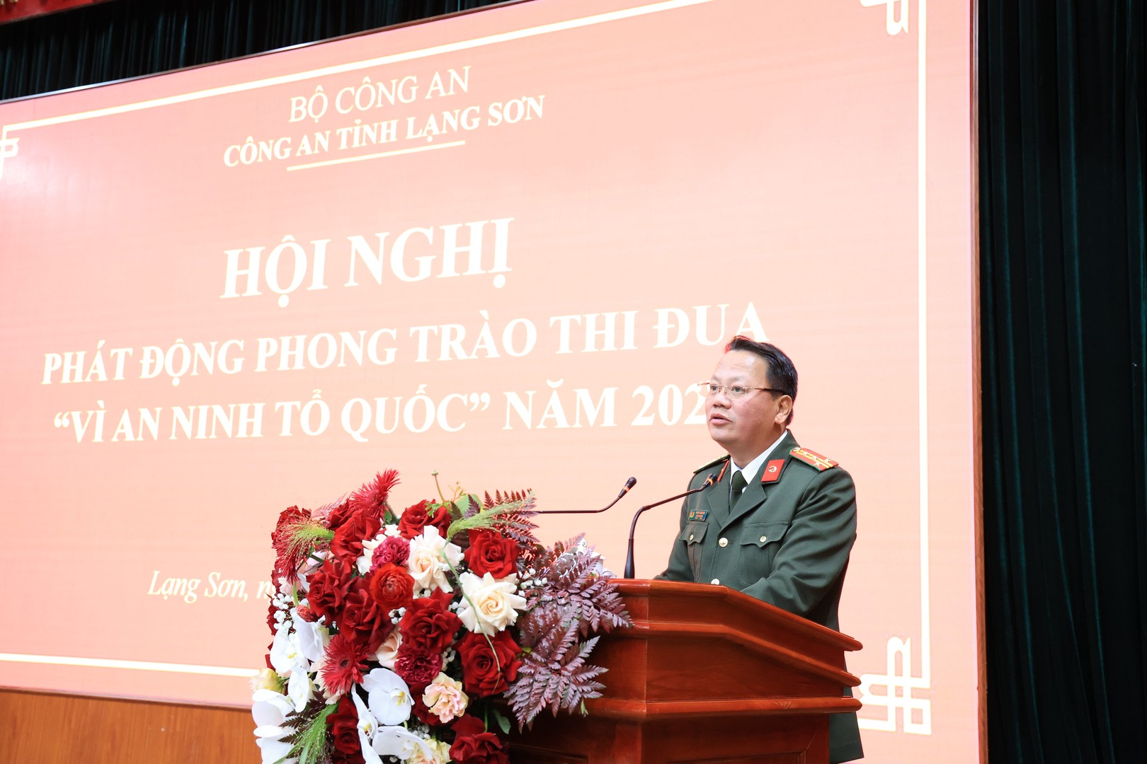 Đồng chí Đại tá Triệu Tuấn Hải, Phó Giám đốc Công an tỉnh phát động phong trào Vì an ninh Tổ quốc năm 2026.jpg
