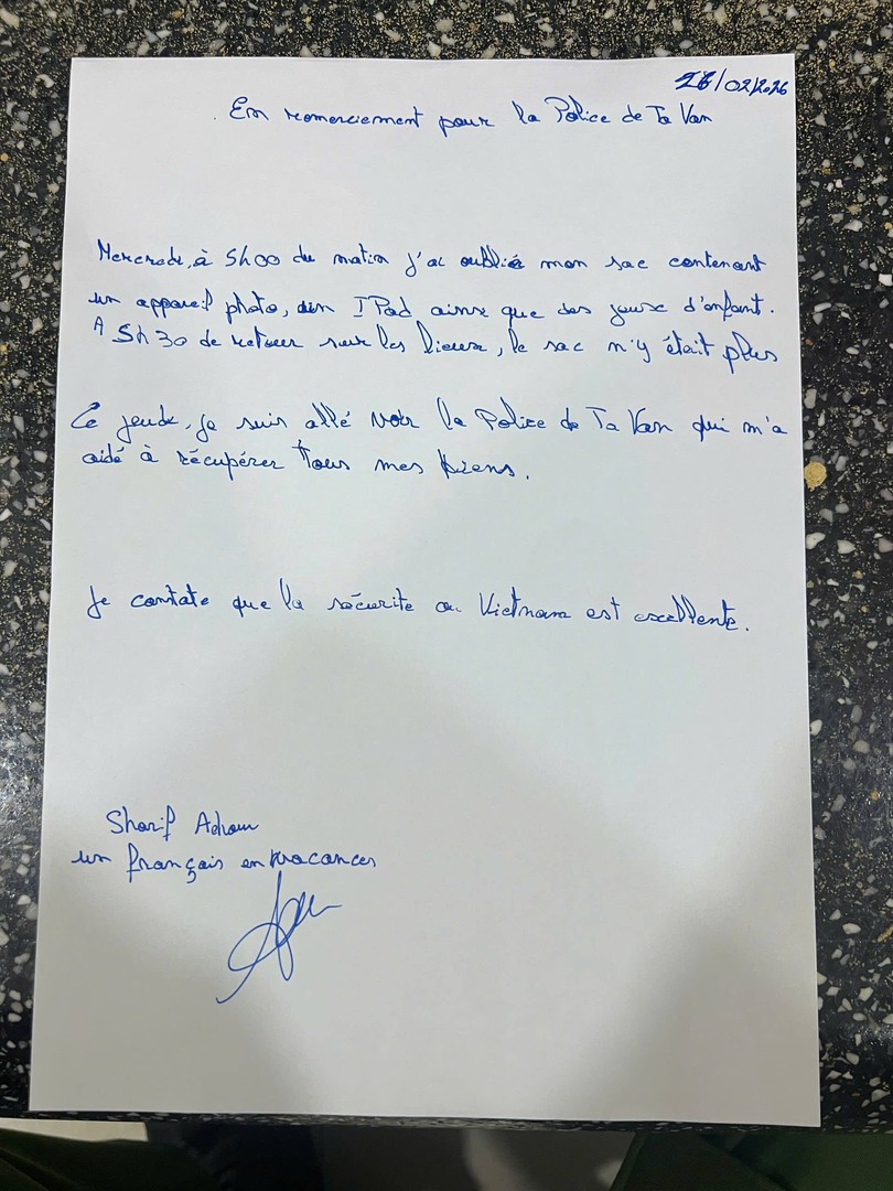 Thư cảm ơn của du khách gửi lực lượng Công an.jpg