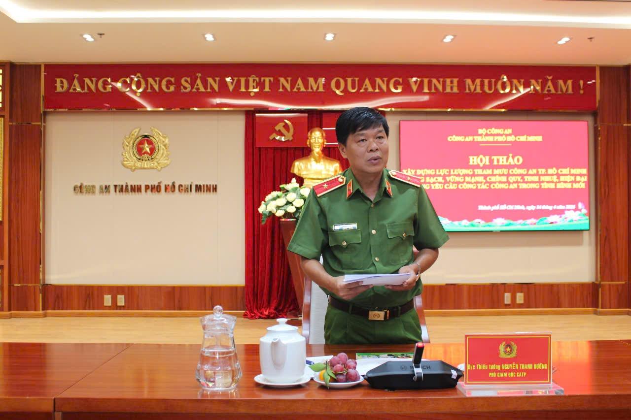 Thiếu tướng Nguyễn Thanh Hưởng - Phó Giám đốc Công an TPHCM phát biểu tại hội thảo.jpg