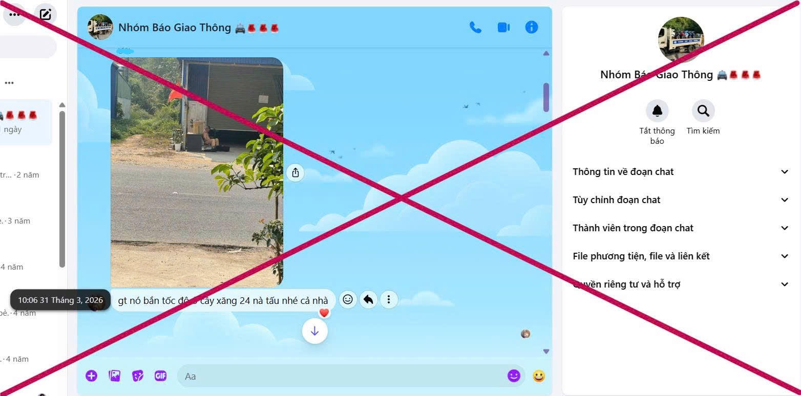 Tin nhắn báo chốt giao thông trong nhóm messeger Nhóm Báo Giao Thông.jpg