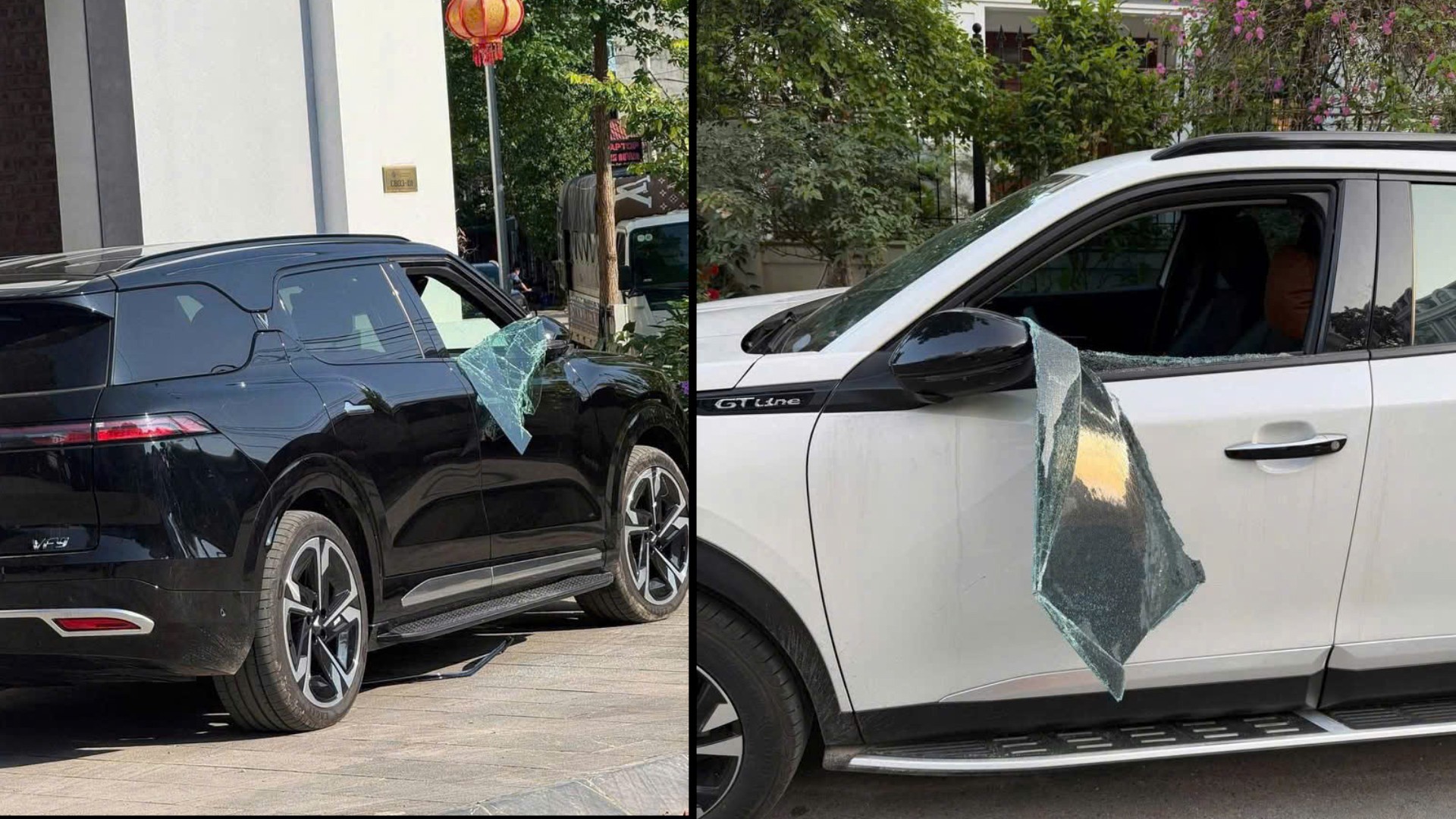 Ảnh 2_Hiện trường hai xe ô tô bị các đối tượng dùng tua vít phá kính cửa để trộm cắp tài sản..jpg