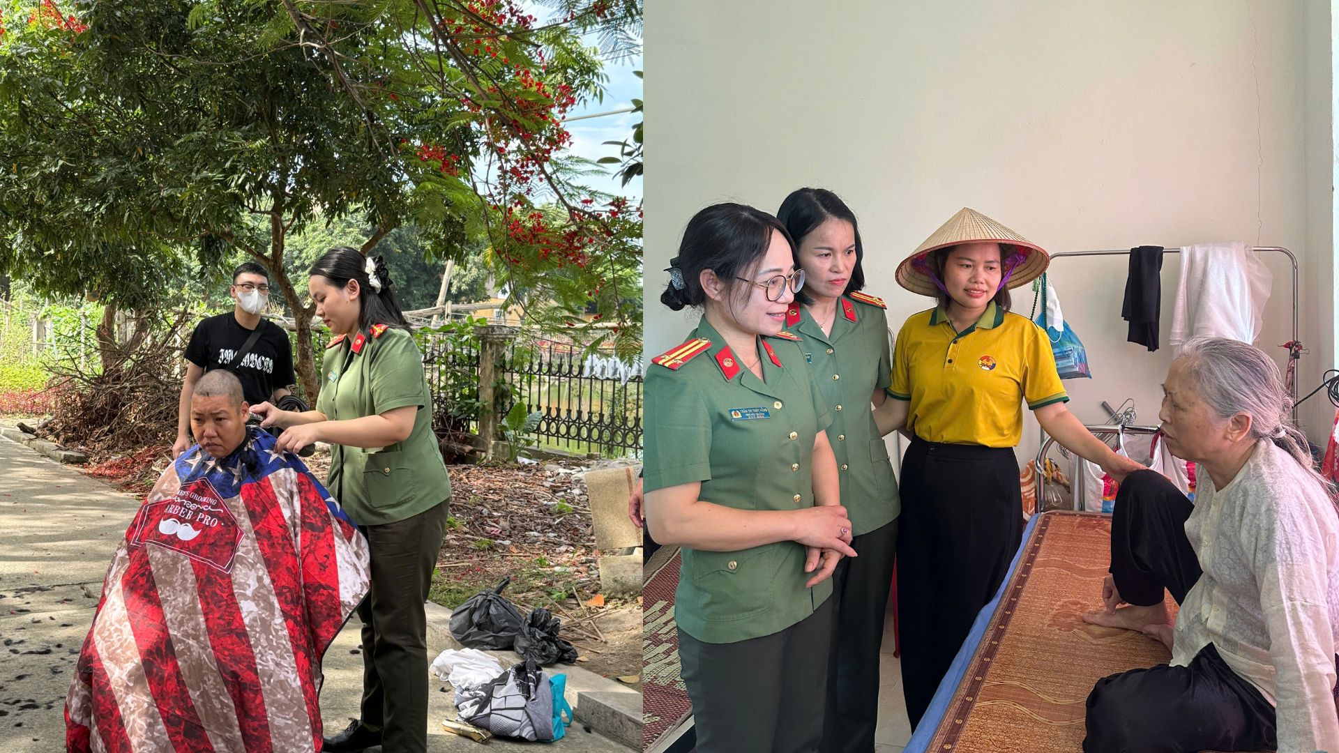 Hoạt động thăm hỏi, cắt tóc miễn phí của cán bộ, hội viên.jpg