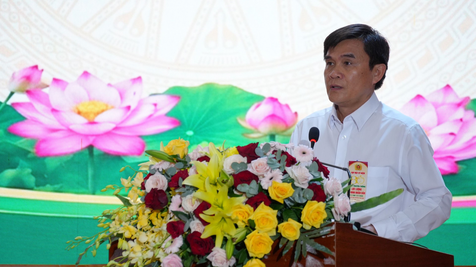 Ông Nguyễn Văn Mười - Phó Bí thư Tỉnh ủy phát biểu tại buổi họp mặt truyền thống lực lượng An ninh nhân dân.JPG