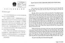 Đại sứ quán Trung Quốc tại Việt Nam gửi Thư cảm ơn Công an tỉnh Thanh Hoá