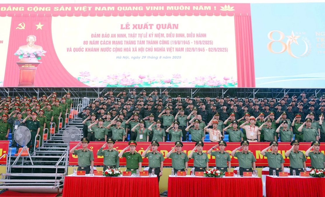 Lễ xuất quân đảm bảo an ninh, trật tự lễ kỷ niệm, diễu binh, diễu hành 80 năm Cách mạng tháng Tám và Quốc khánh