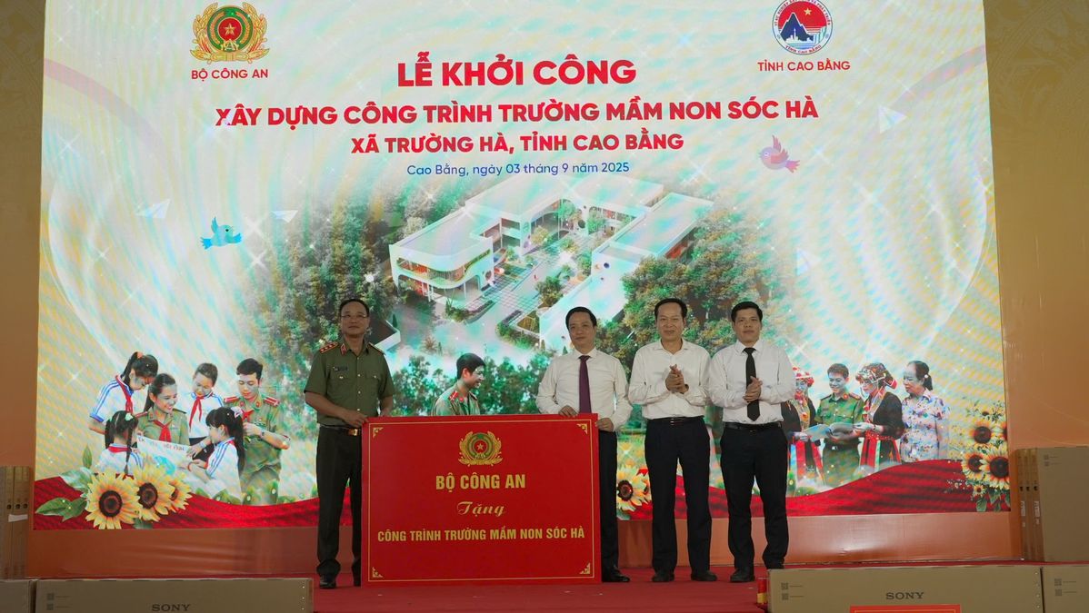 Bộ Công an xây dựng Trường mầm non Sóc Hà, xã Trường Hà, tỉnh Cao Bằng