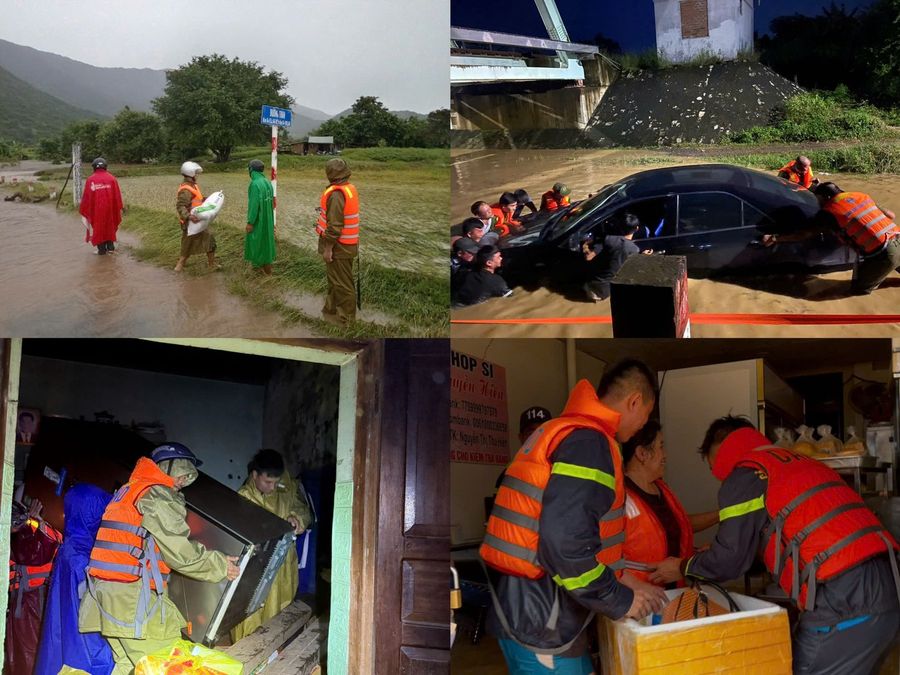 Lực lượng Công an nhân dân tập trung ứng phó và kịp thời khắc phục hậu quả mưa lũ tại khu vực Trung Bộ.