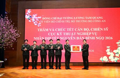 Bộ trưởng Lương Tam Quang thăm, chúc Tết cán bộ, chiến sĩ Cục Kỹ thuật nghiệp vụ