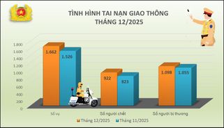 Tình hình tai nạn giao thông, cháy, nổ và xử lý hành chính về trật tự, an toàn giao thông tháng 12/2025