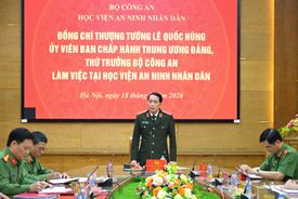 Deputy Minister Le Quoc Hung works with People’s Security Academy
