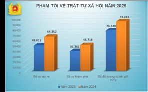 Số liệu về công tác đấu tranh phòng, chống tội phạm năm 2025