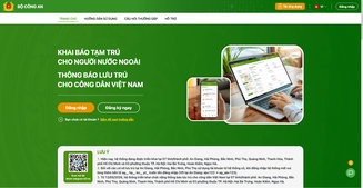 Hướng dẫn đăng ký, đăng nhập hệ thống khai báo tạm trú dành cho người nước ngoài và thông báo lưu trú cho công dân Việt Nam