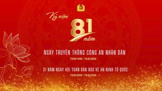 KỶ NIỆM 81 NĂM NGÀY TRUYỀN THỐNG CÔNG AN NHÂN DÂN (19/8/1945 - 19/8/2026) VÀ 21 NĂM NGÀY HỘI TOÀN DÂN BẢO VỆ AN NINH TỔ QUỐC (19/8/2005 - 19/8/2026)