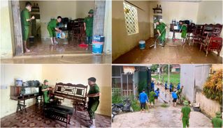 Thanh Hóa: Công an phường Hàm Rồng hỗ trợ Nhân dân khắc phục hậu quả bão số 5