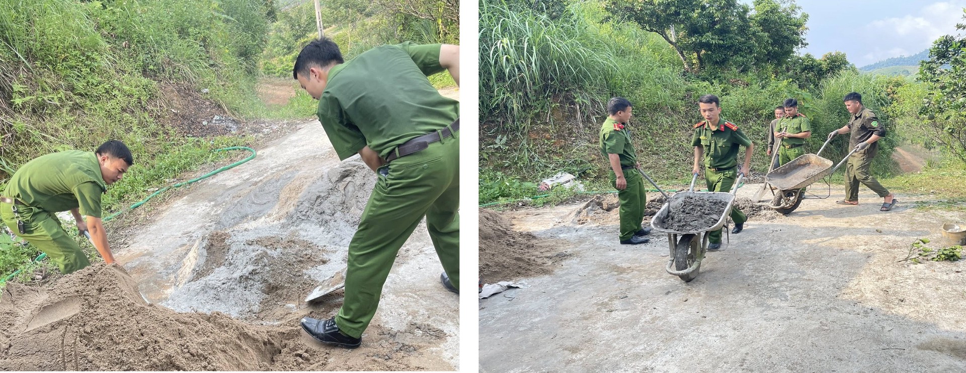 Đoàn viên, thanh niên Công an xã Kiên Lao và Đoàn Thanh niên xã Kiên Lao hỗ trợ tu sửa nhà bếp cho gia đình anh Bùi Văn Yêu (2).jpg