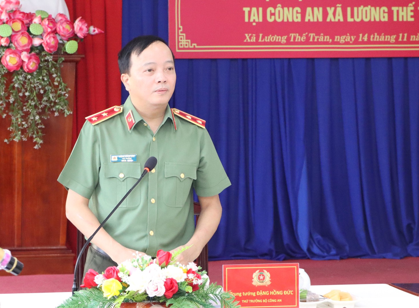 Trung tướng Đặng Hồng Đức, Ủy viên Ban Thường vụ Đảng ủy Công an Trung ương, Thứ trưởng Bộ Công an phát biểu chỉ đạo.JPG