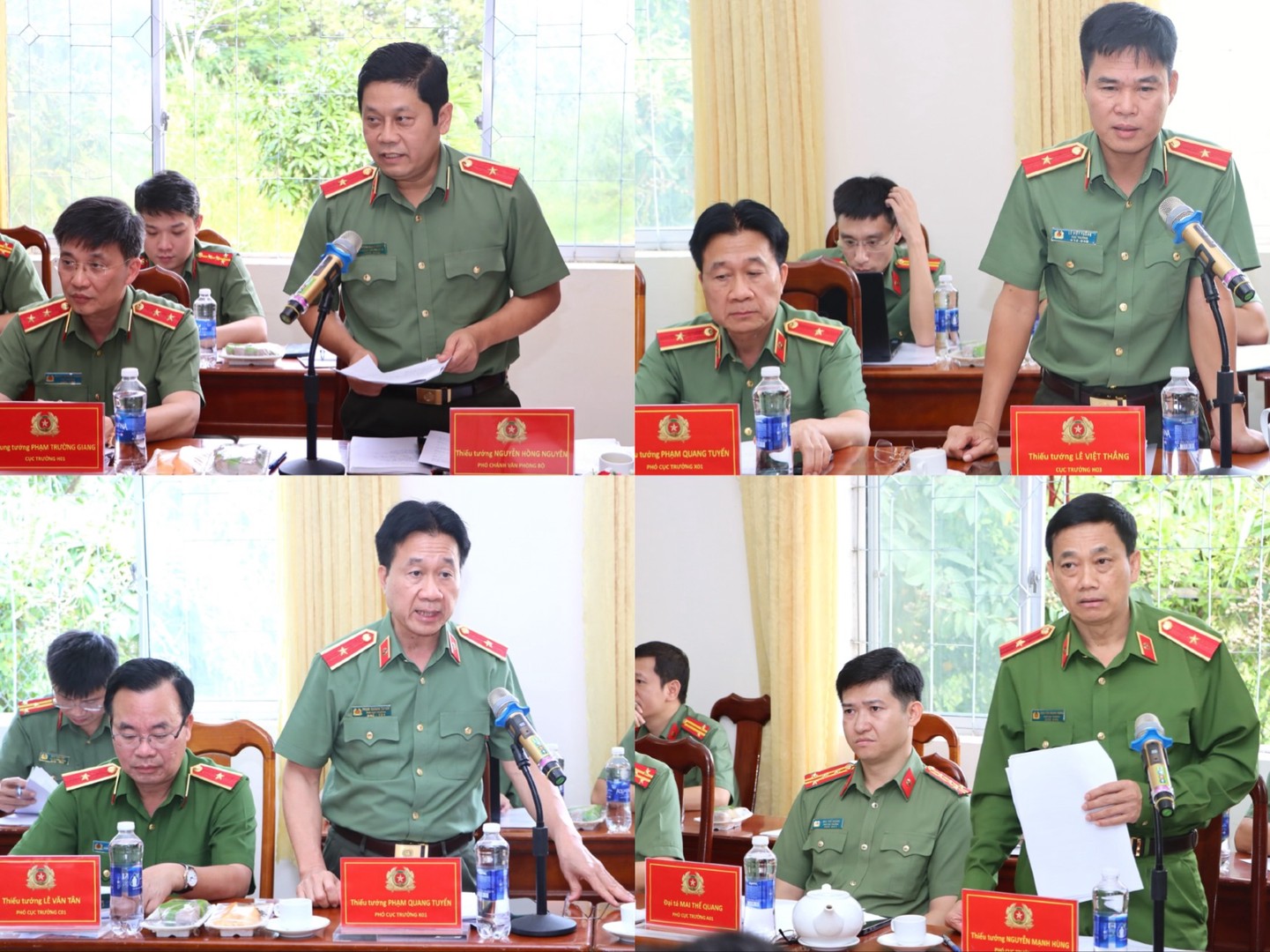 Thành viên Đoàn kiểm tra số 7, Bộ Công an phát biểu ý kiến tại buổi làm việc.jpeg