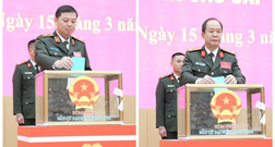 Cử tri Công an tỉnh Quảng Ninh hoàn thành bỏ phiếu sớm, bảo vệ tuyệt đối an toàn ngày bầu cử