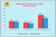Số liệu về công tác đấu tranh phòng, chống tội phạm tháng 01/2026